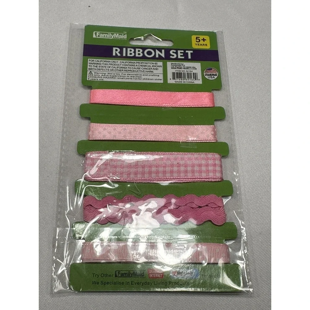 family maid ribbon set 39‎ inches long each 5 piece PINK